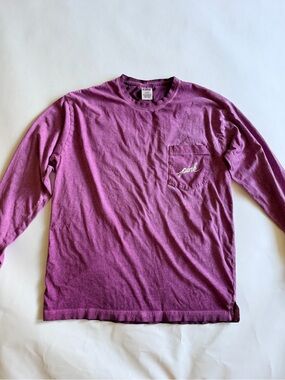 PINK Victoria's Secret Long Sleeve Pocket Tee in dark pink
